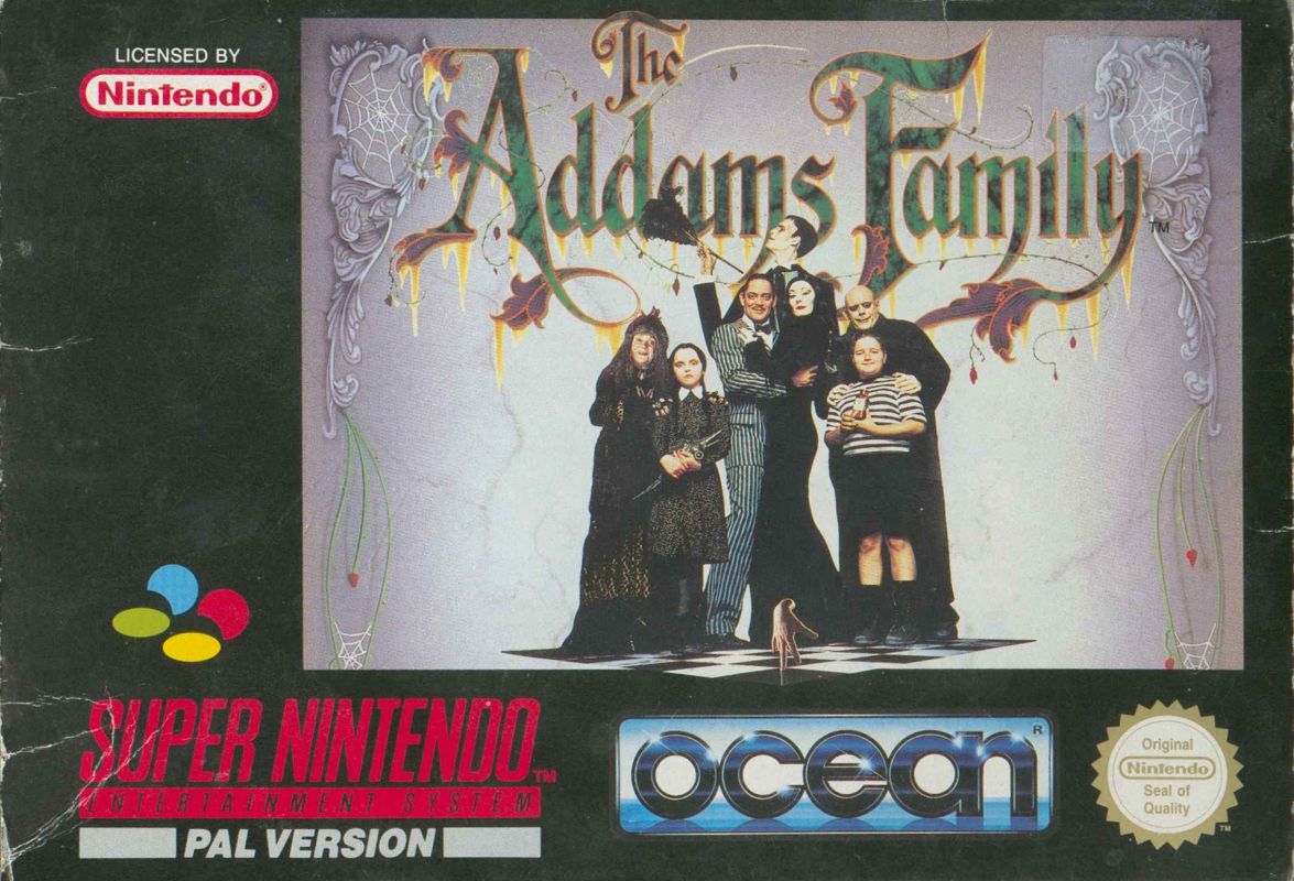 The Addams Family box art for Super Famicom